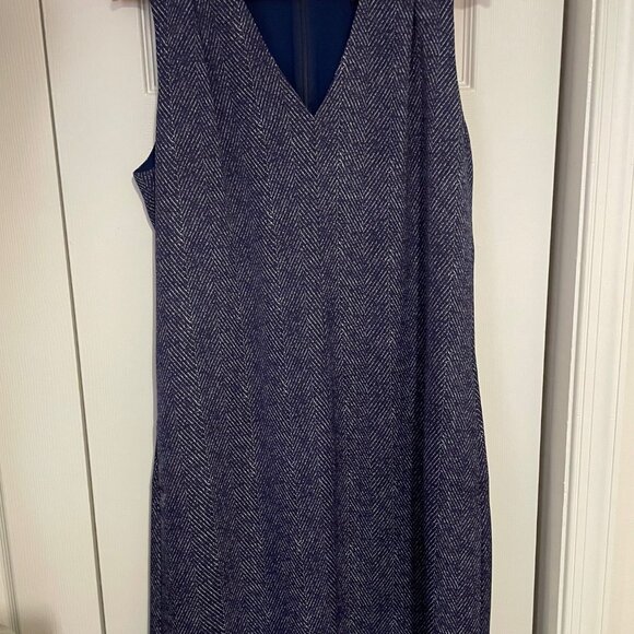 Banana Republic Pleated-Shoulder Blue Shift Dress - Size 10T - Picture 2 of 4